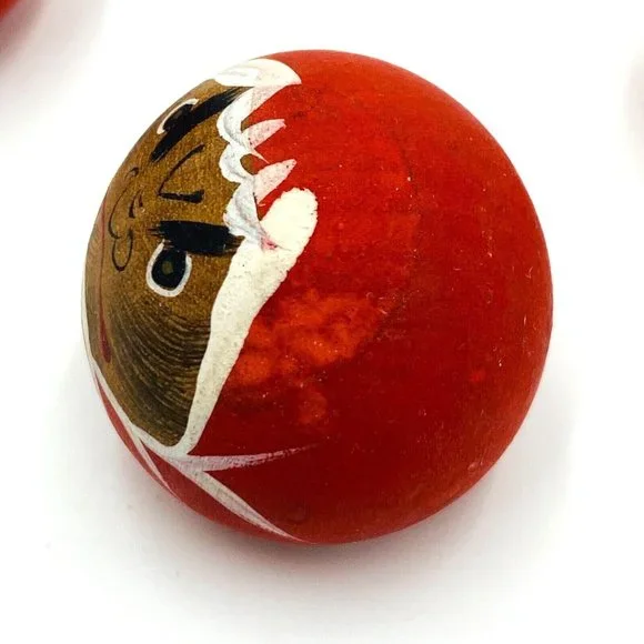 Japanese Daruma Kokeshi Doll Hand Painted Wooden Set of 6 Red - Picture 7 of 14